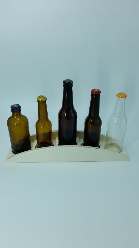 soporte de madera para 5 botellas de cerveza personalizado para elaboradores de cerveza