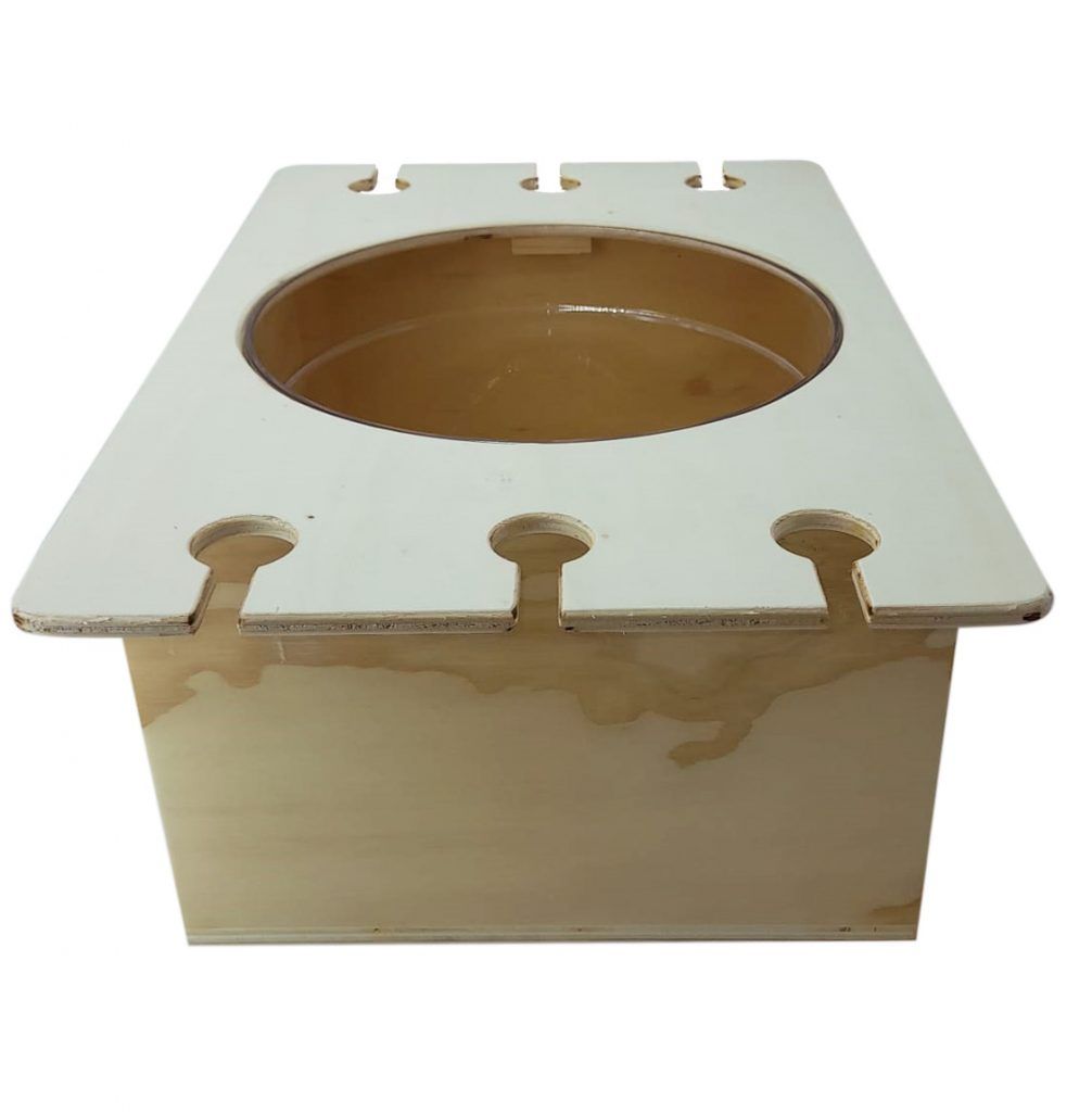 cubitera de madera con soporte