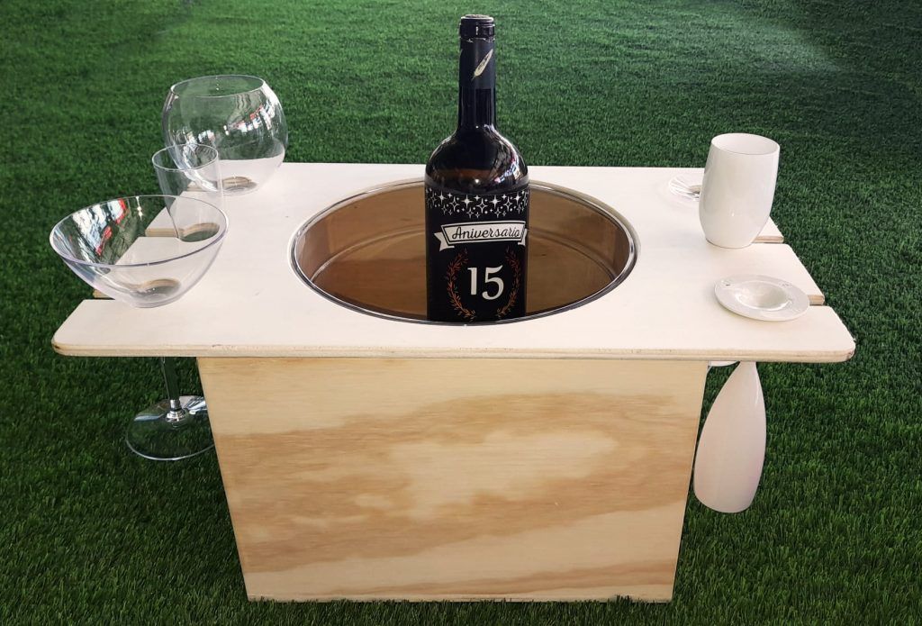 cubitera con soporte 6 copas fabricada en madera