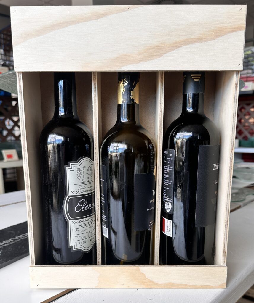 botellero de madera con asa bodega