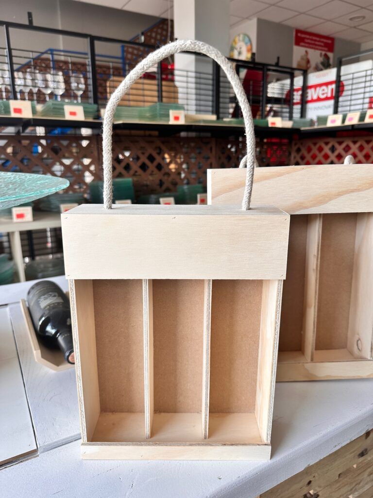 botellero madera 3 botellas con asa de cuerda diferentes medidas se puede personalizar