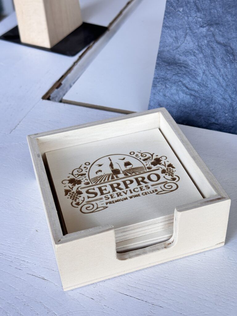 caja 6 posavasos madera serproservices 10 cm redondo o cuadrado