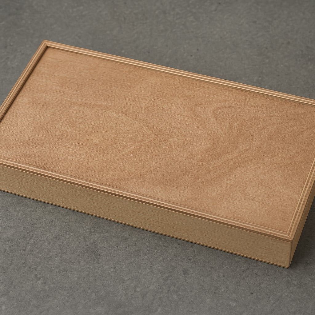 caja de madera para bandeja de jamon de vidrio SERPRO