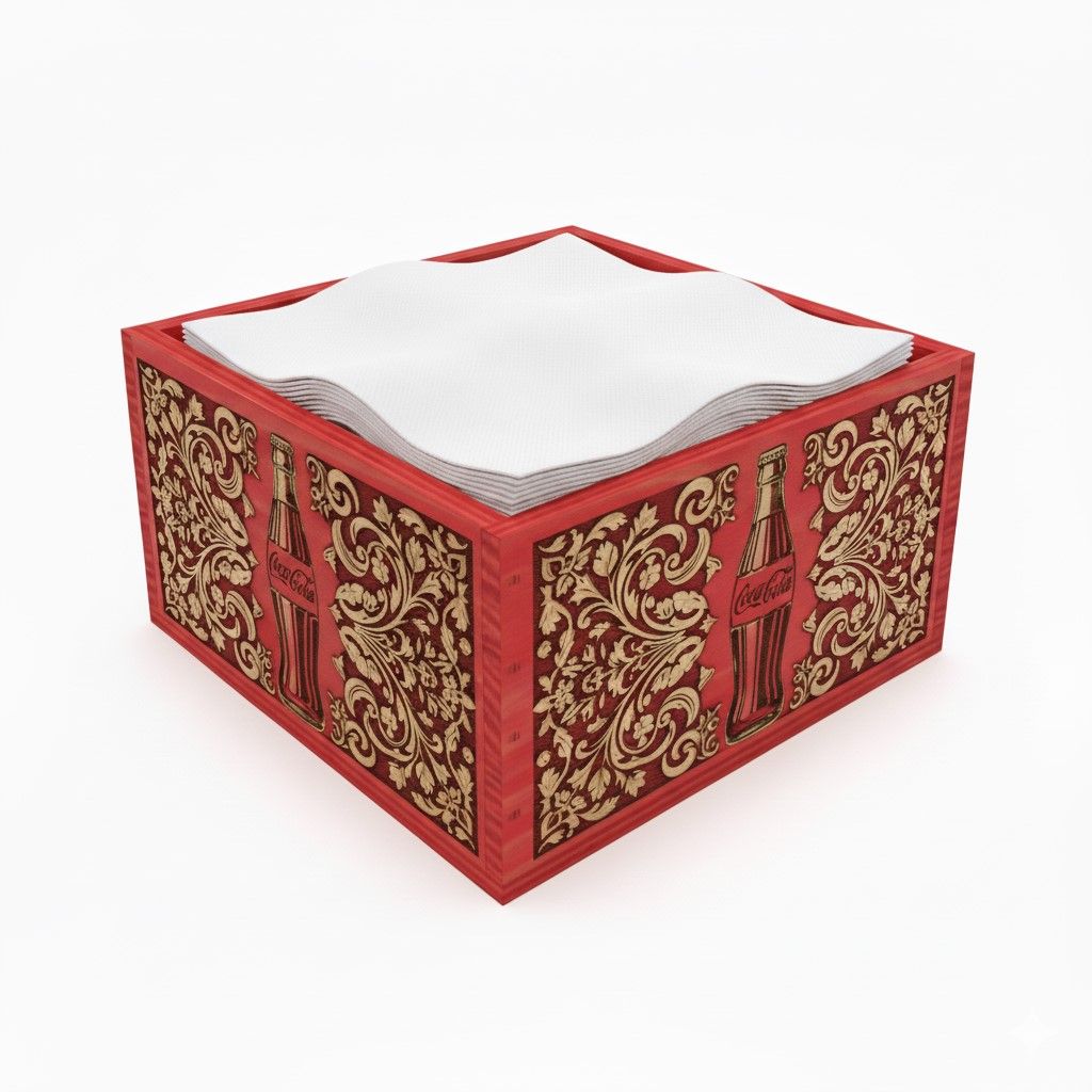 servilletero 20x20 caja cerrada verde con servilettas personalizable con laser , serigrafia , impresion digital , dtf uv