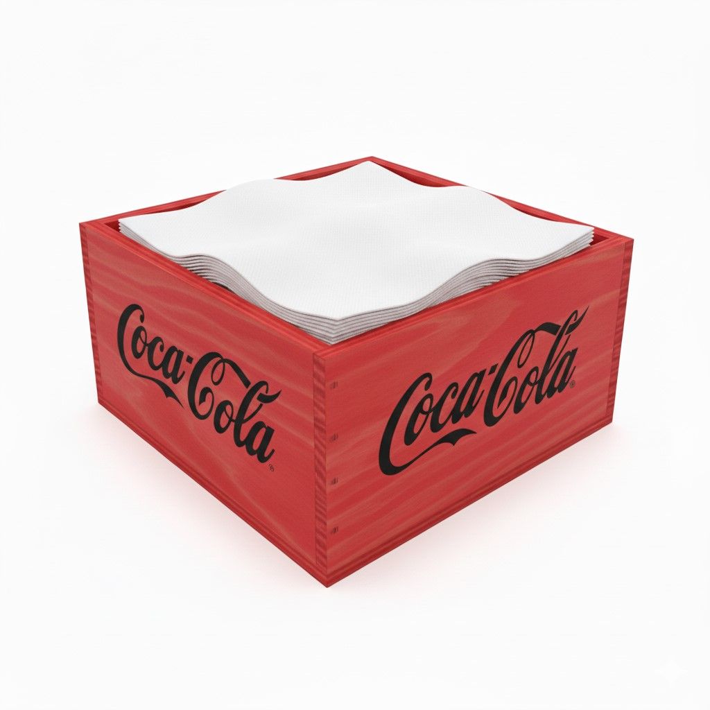 servilletero 20x20 caja cerrada verde con servilettas personalizable en color y marcar con diferentes tecnicas como laser, serigrafia y dtf