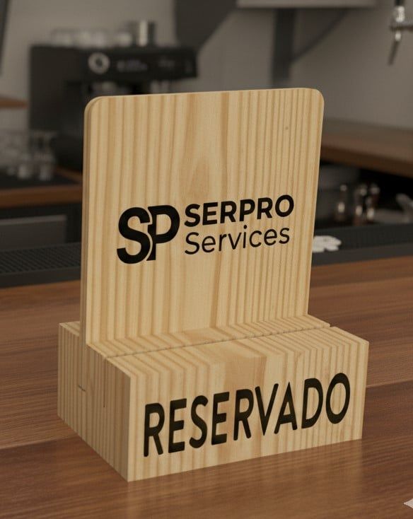 peana de madera con doble ranura donde presentar tu empresa ademas de incluir la carta o diptico para comercio y hosteleria