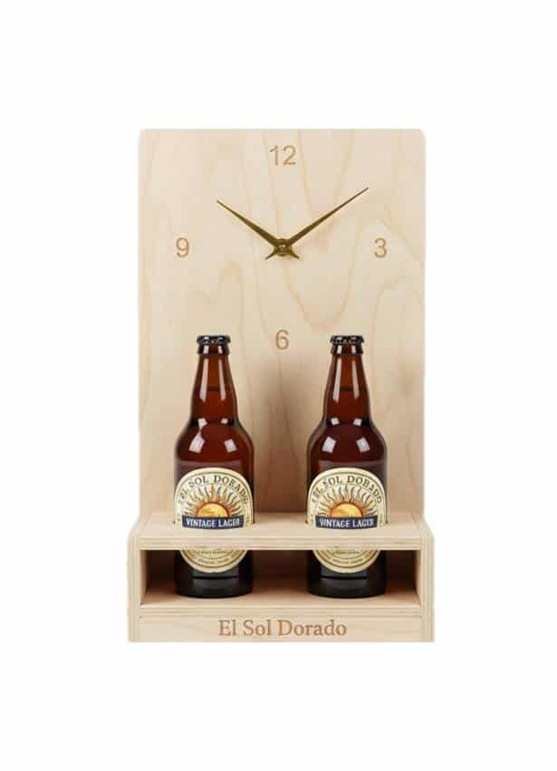 reloj de madera comercial personalizado serproservices glorificador dos botellas