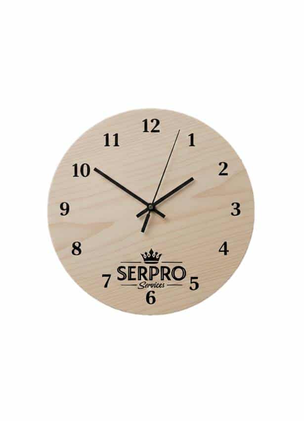 reloj de madera comercial personalizado serproservices redondo