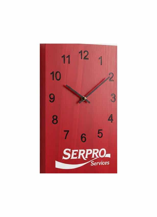 reloj de madera comercial personalizado serproservices rentagular rojo