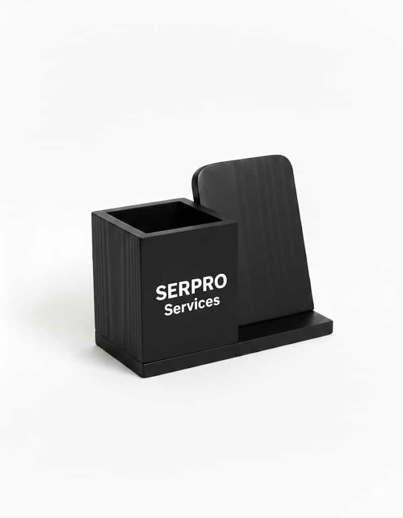 soporte de movil y cubo personalizado color negro