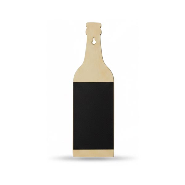 Botella Forma madera con zona de pizarra