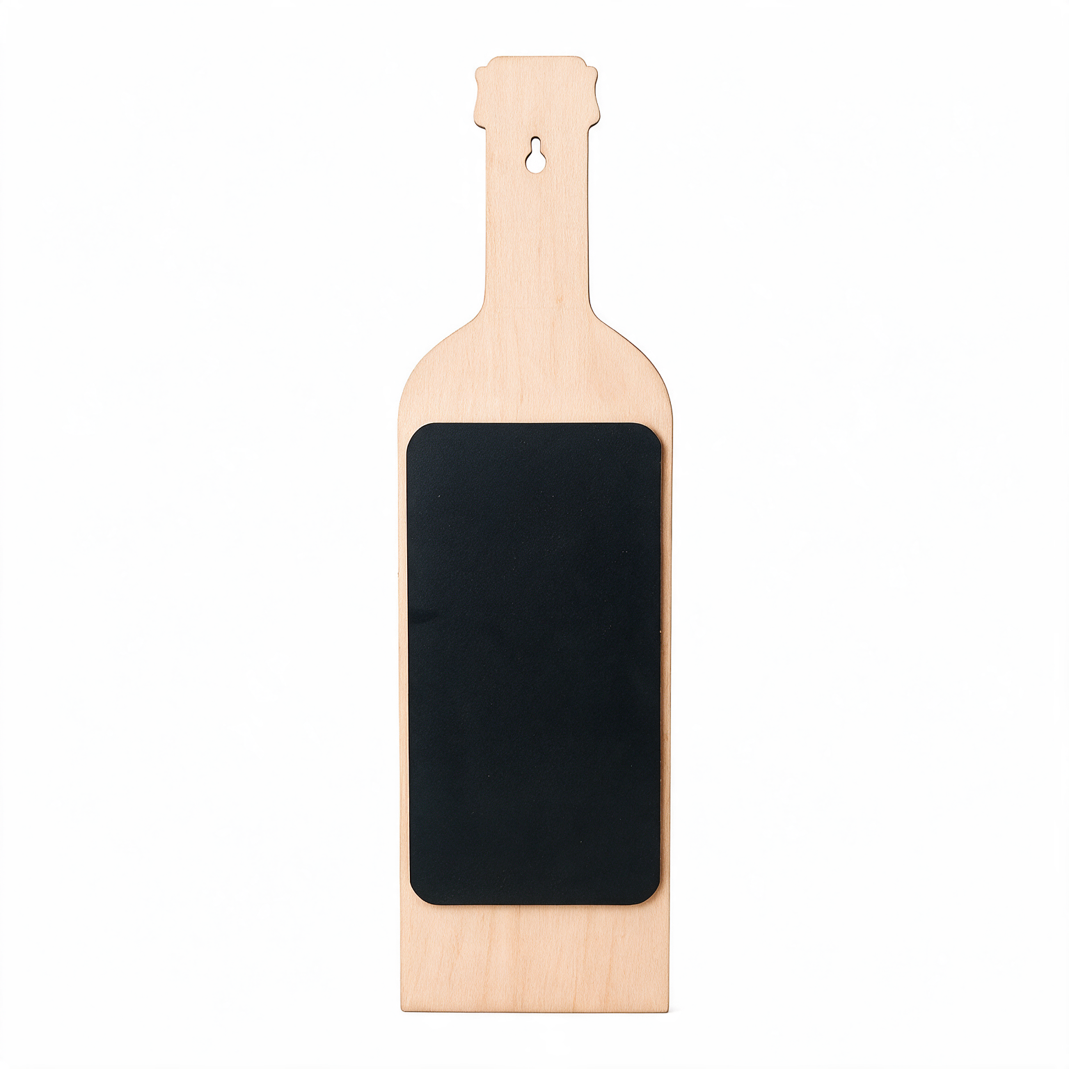 Botella Forma madera con zona de pizarra